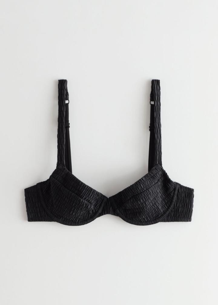 Other Stories Ruched Underwire Bikini Top - Black