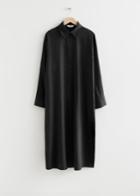 Other Stories Silk Shirt Midi Dress - Black