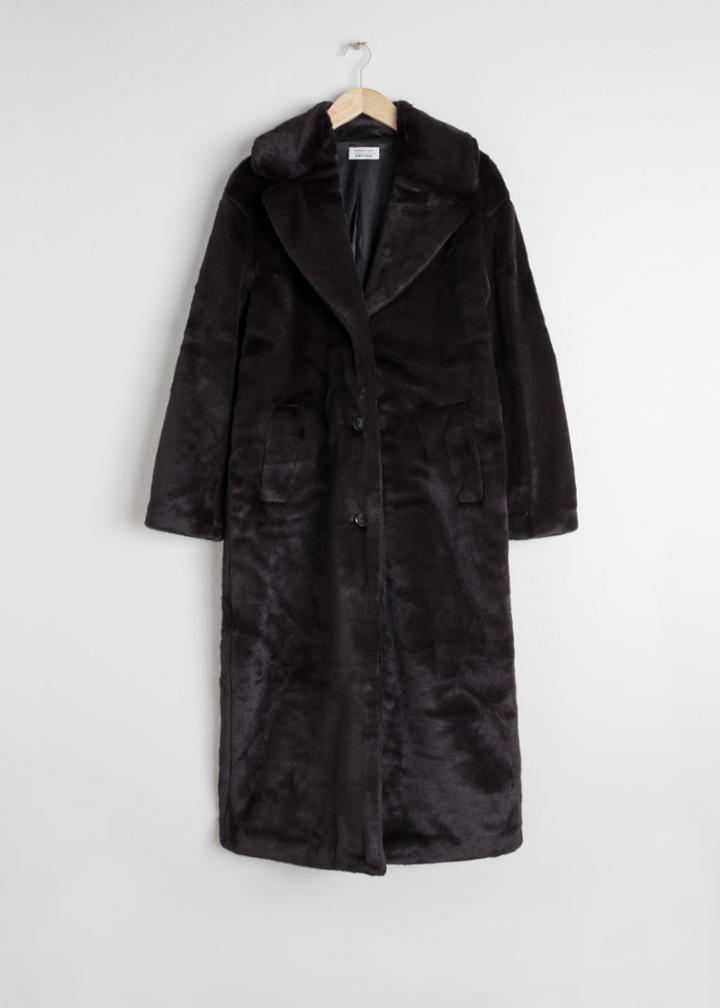 Other Stories Long Faux Fur Coat - Brown