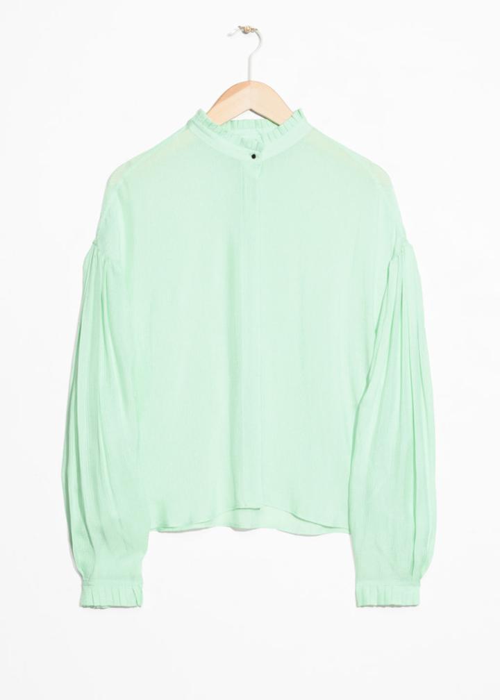 Other Stories Sheer Pleated Blouse - Green