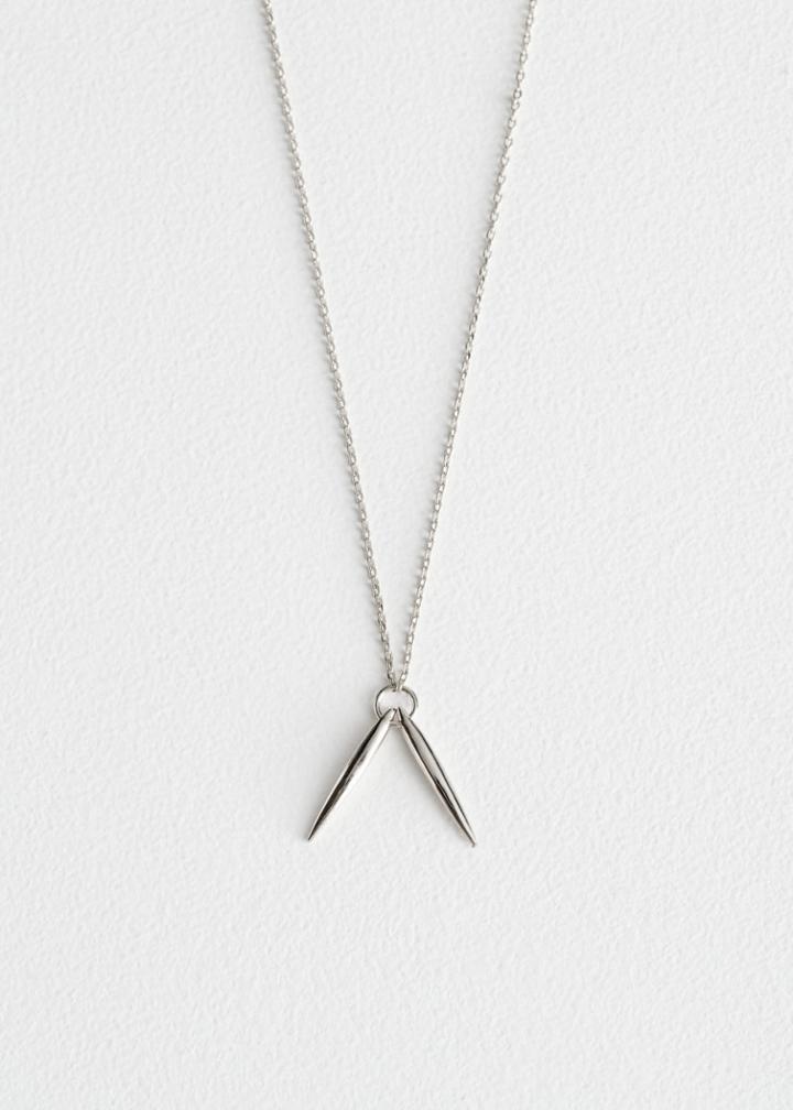 Other Stories Duo Bar Charm Necklace - Silver