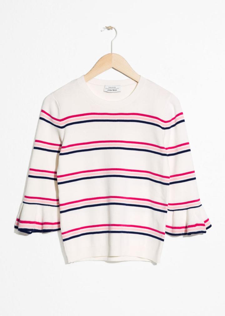 Other Stories Bell Sleeve Knit Top - White