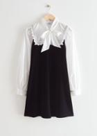 Other Stories Neck Tie Velvet Mini Dress - Black