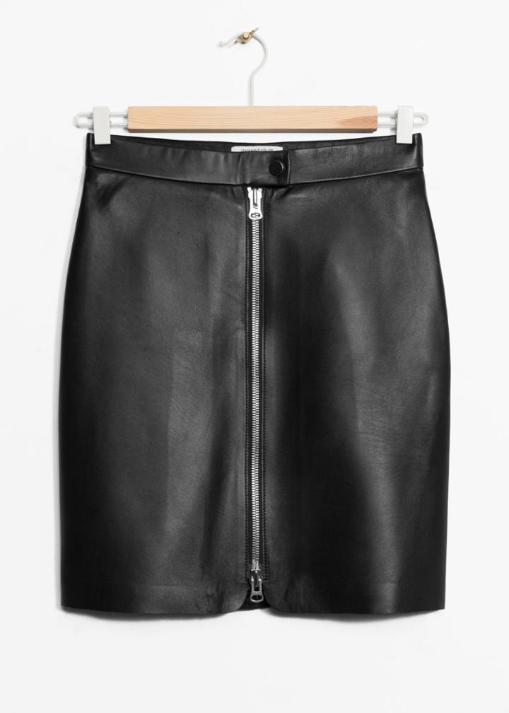 Other Stories Leather Skirt - Black
