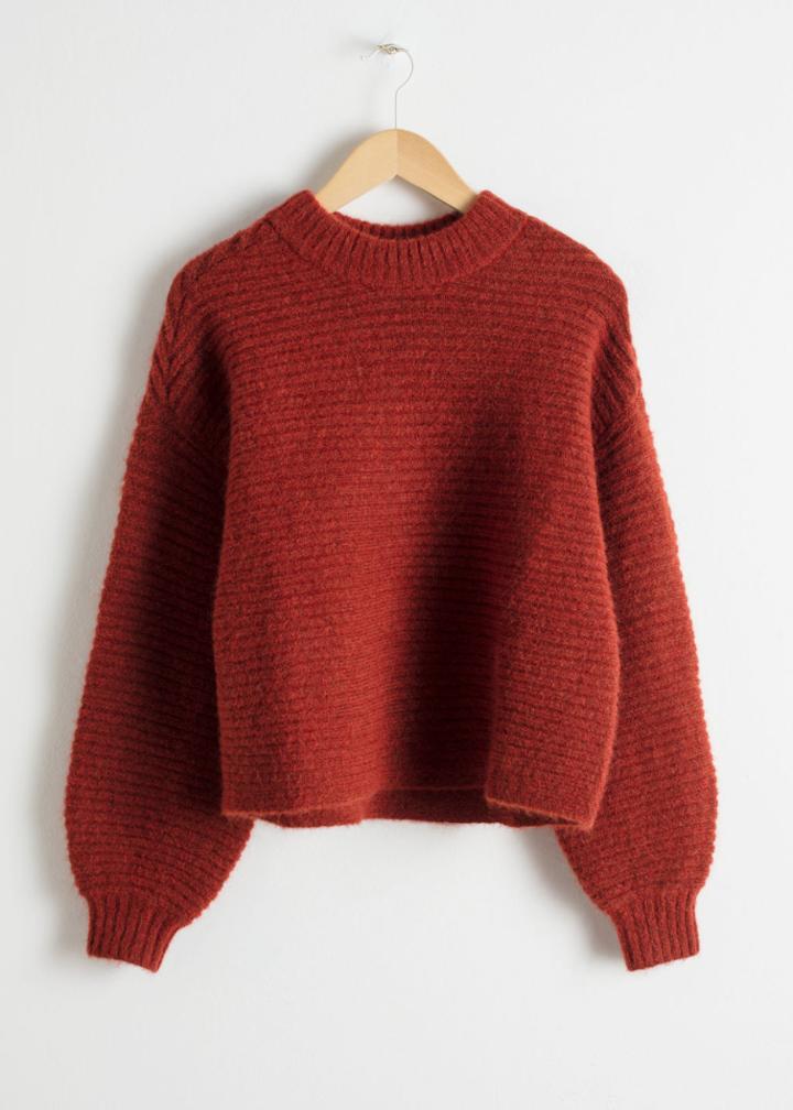 Other Stories Cropped Mock Neck Sweater - Red