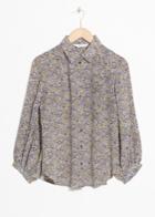 Other Stories Micro Floral Silk Button Down - Grey
