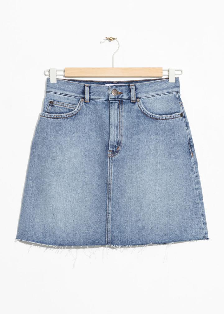 Other Stories Raw Edge Denim Skirt - Blue