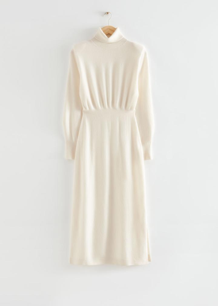 Other Stories Slim-fit Wool Knit Dress - White