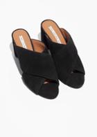 Other Stories Suede Cross Strap Mules - Black