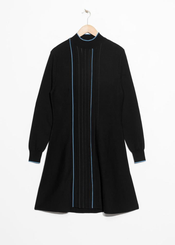 Other Stories Micro Knit Fit And Flare Dress - Black