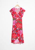 Other Stories Floral Ruffle Wrap Dress - Red