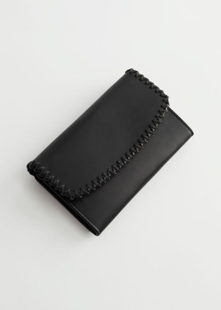 Other Stories Braided Buckle Leather Wallet - Black