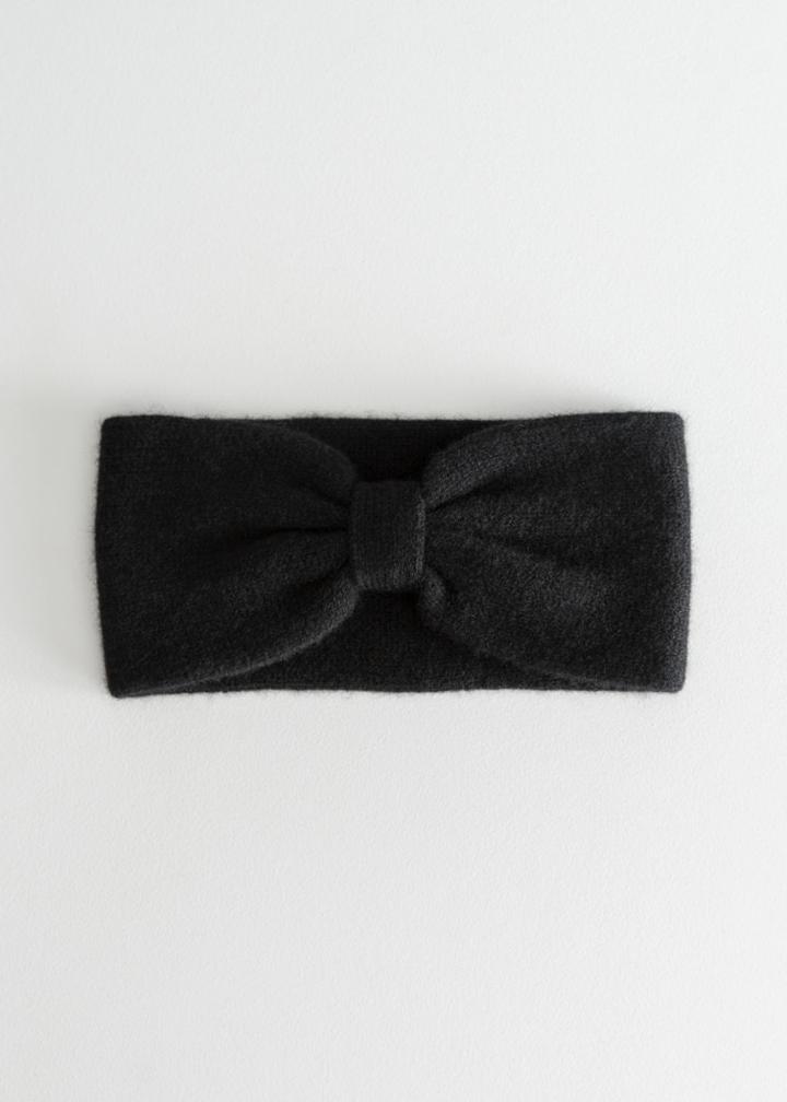 Other Stories Knit Bow Headband - Black