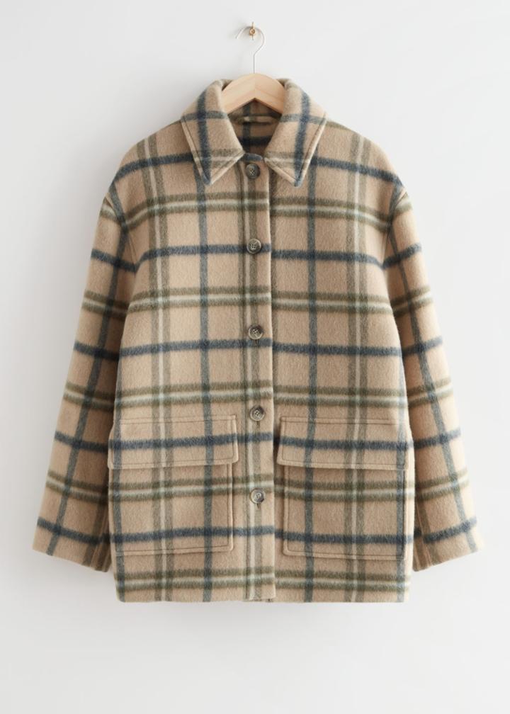 Other Stories Oversized Wool Blend Jacket - White