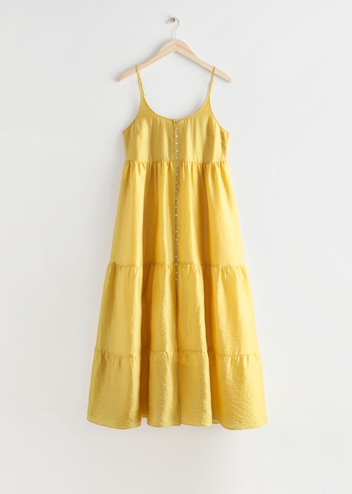 Other Stories Strappy Buttoned Maxi Dress - Yellow