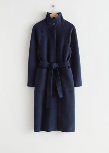 Other Stories Relaxed Belted Wool Coat - Blue