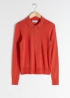 Other Stories Stretch Cotton Blend Polo Top - Orange
