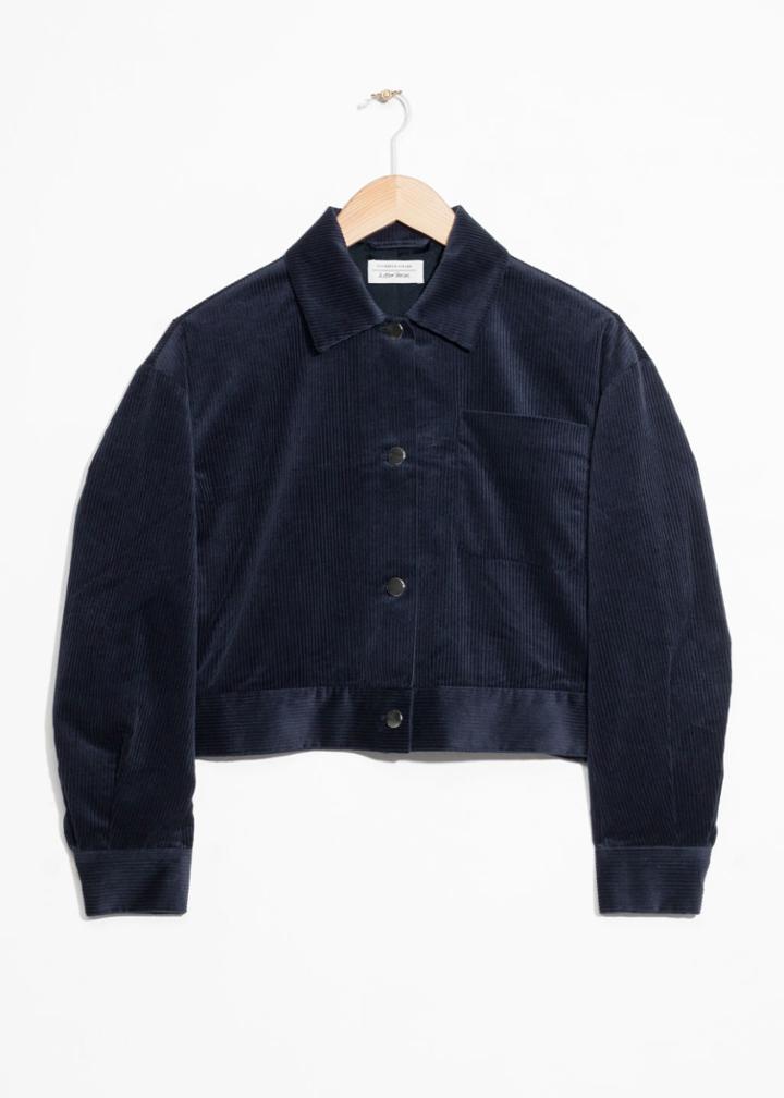 Other Stories Cropped Corduroy Jacket - Blue