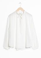 Other Stories Billowy Tie Neck Blouse - White