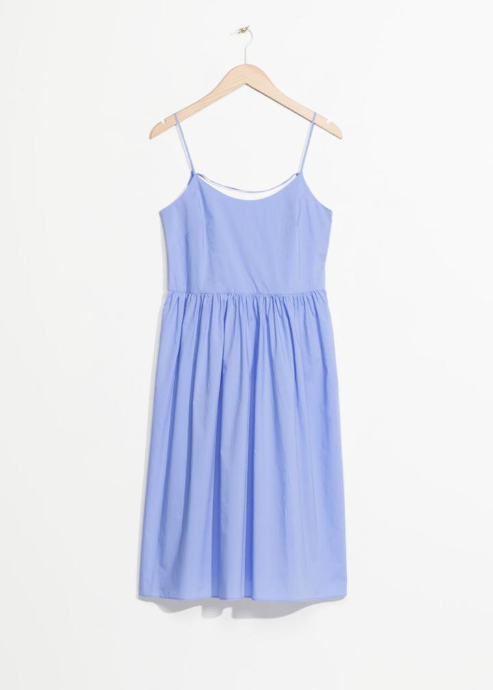 Other Stories Lace- Up Cotton Dress - Blue