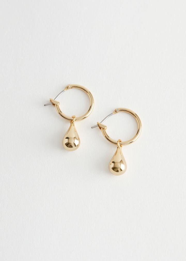 Other Stories Bold Pendant Hoop Earrings - Gold