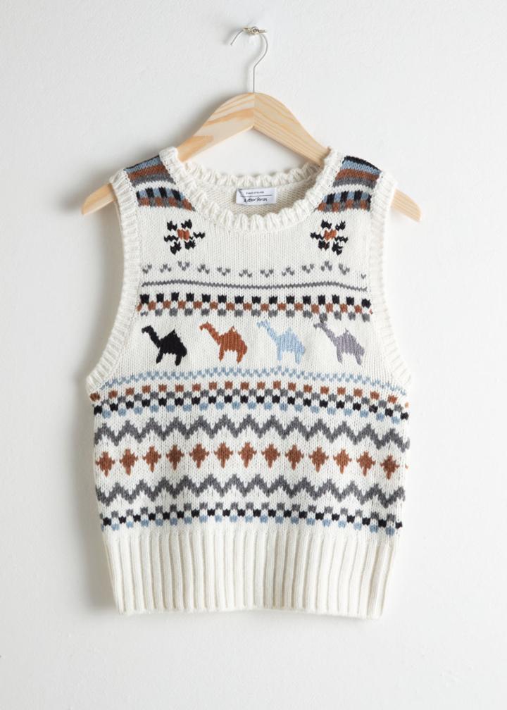 Other Stories Camel Knit Vest - White