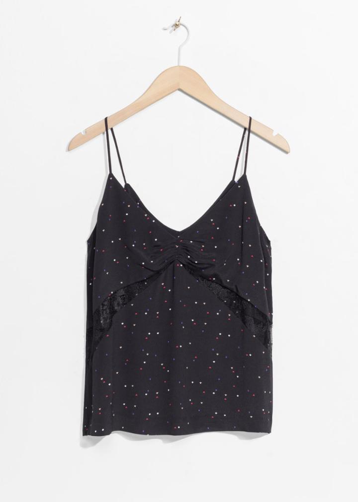 Other Stories Spades Print Top - Black