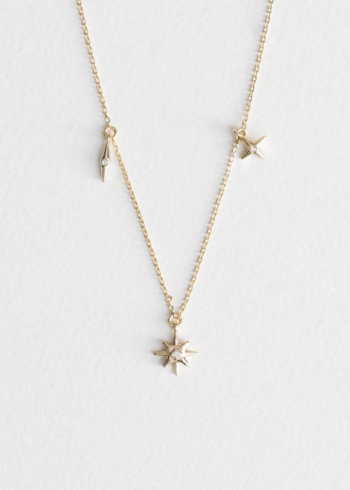 Other Stories Pointed Star Charm Necklace - Gold