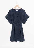 Other Stories Belted Wrap Mini Dress - Blue