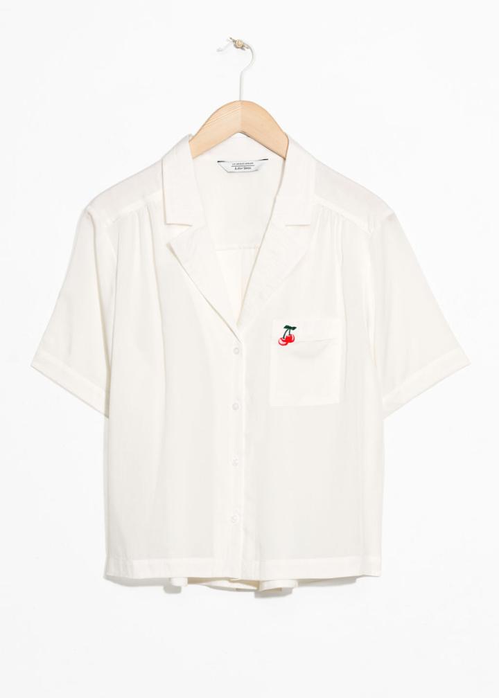 Other Stories Cherry Patch Button Down - White