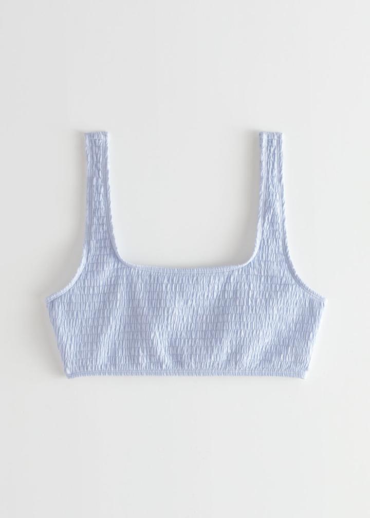 Other Stories Ruched Square Neck Bikini Top - Blue