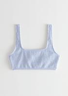 Other Stories Ruched Square Neck Bikini Top - Blue