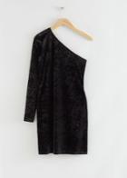 Other Stories Crushed Velvet One-shoulder Dress - Black