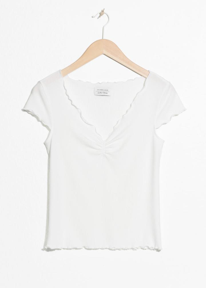 Other Stories Ribbed Crop Top - White