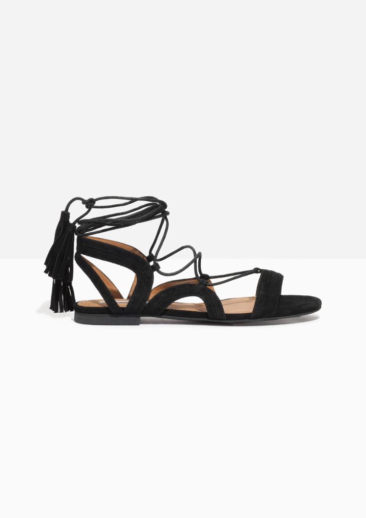 Other Stories Suede Lace Up Tassel Sandal