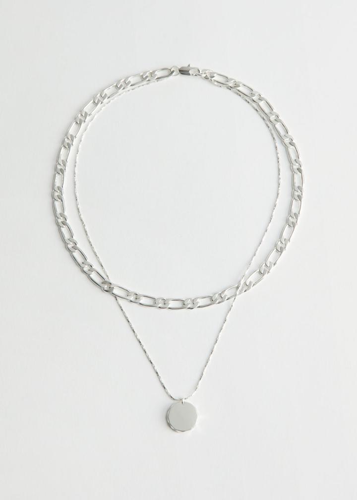 Other Stories Pendant Multi Chain Necklace - Silver