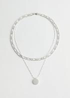 Other Stories Pendant Multi Chain Necklace - Silver