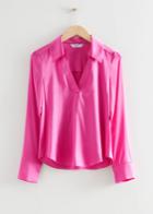 Other Stories Boxy Fit Satin Shirt - Pink