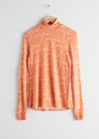 Other Stories Ribbed Fitted Turtleneck - Orange