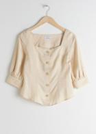 Other Stories Linen Blend Square Neck Top - Beige