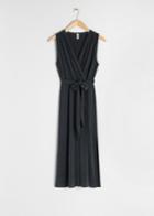 Other Stories Belted Cupro Midi Dress - Black