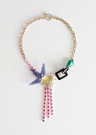 Other Stories Tropical Flower Jewelled Necklace - Blue