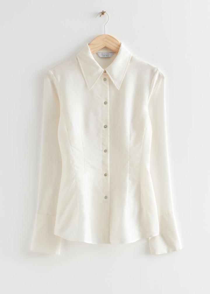Other Stories Fitted 90s Style Silk Shirt - White