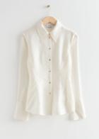 Other Stories Fitted 90s Style Silk Shirt - White