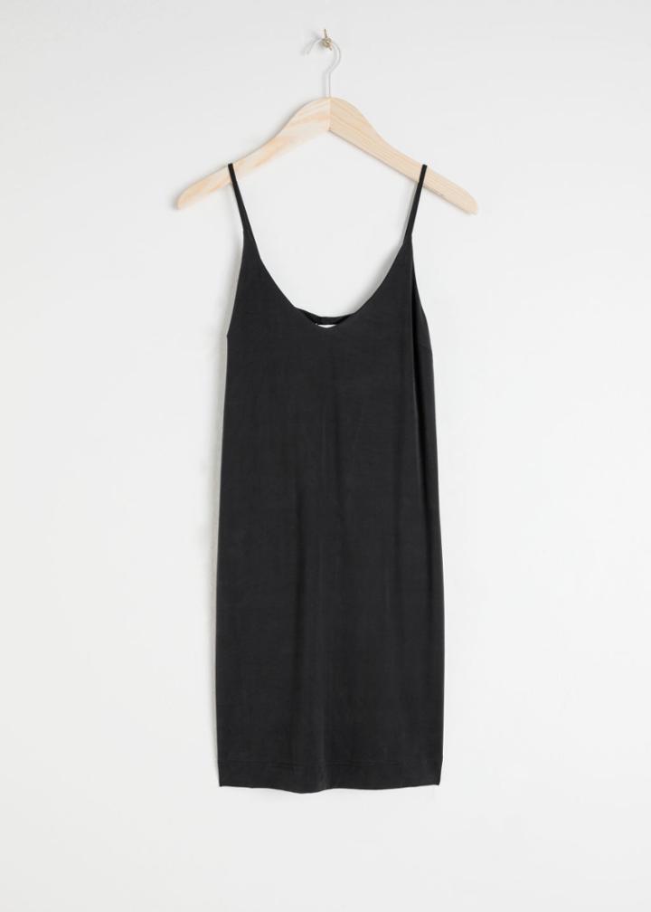 Other Stories Spaghetti Strap Shift Dress - Black