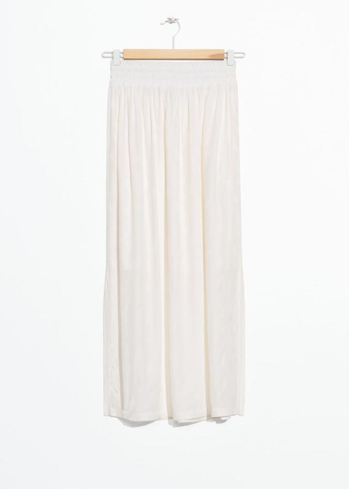 Other Stories Elasticated Jacquard Midi Skirt - White