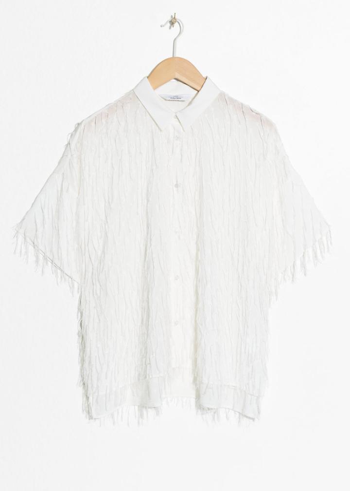 Other Stories Oversized Fringe Button Down - White