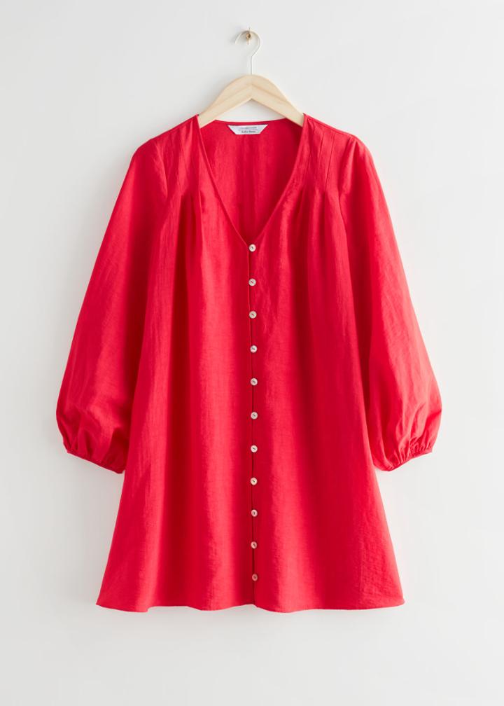 Other Stories Relaxed Buttoned Mini Dress - Red