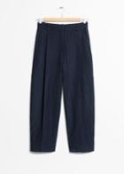 Other Stories Cropped Wool Blend Trousers - Blue