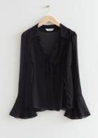 Other Stories Frilled And Tie Sheer Blouse - Black